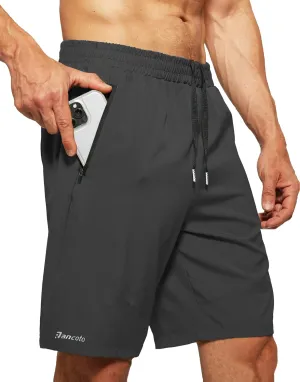 Men's Running Shorts with Zipper Pockets Lightweight Workout Shorts for Men Athletic Gym Casual