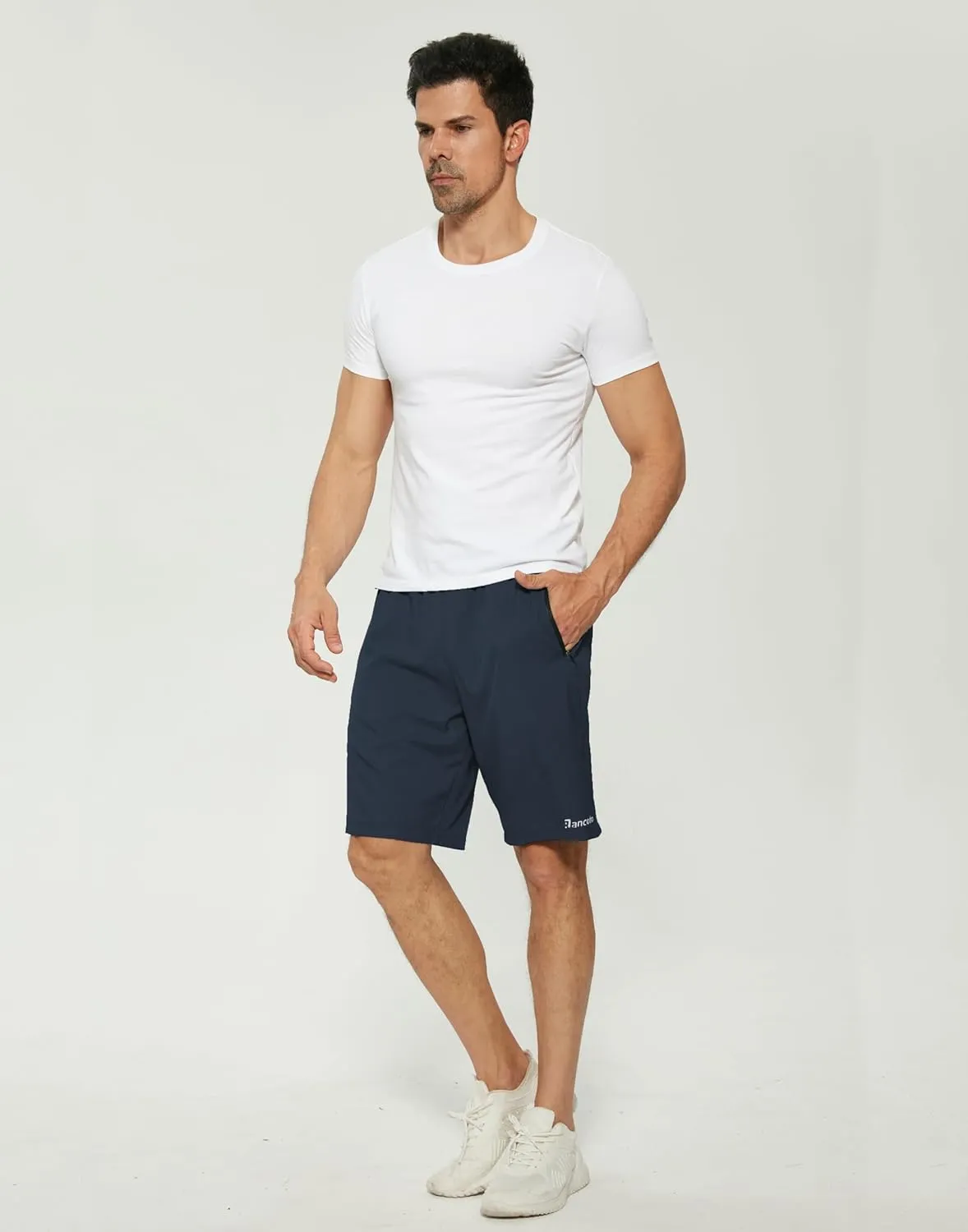 Men's Running Shorts with Zipper Pockets Lightweight Workout Shorts for Men Athletic Gym Casual