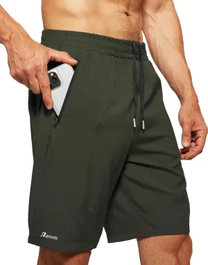 Men's Running Shorts with Zipper Pockets Lightweight Workout Shorts for Men Athletic Gym Casual