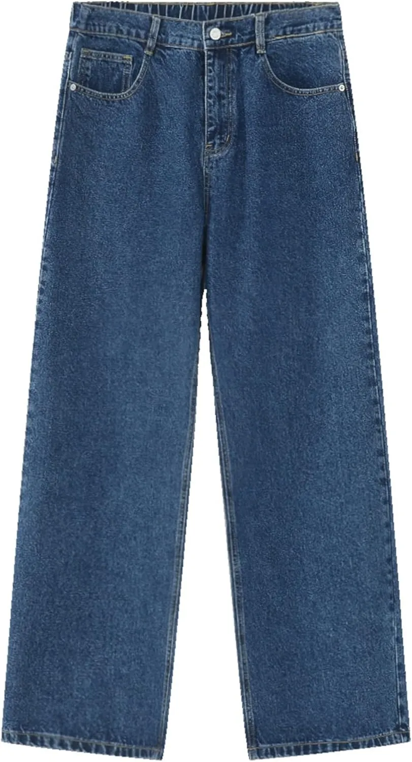 Men's Straight Leg Loose Fit Casual Jeans Washed Basic Outdoor Denim Pants Classic Casual Comfort Trousers