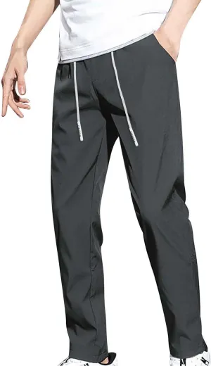 Mens Sweatpants Joggers Straight Leg Quick Drying Sweatpant Lightweight Breathable Drawstring Casual Pant with Pocket