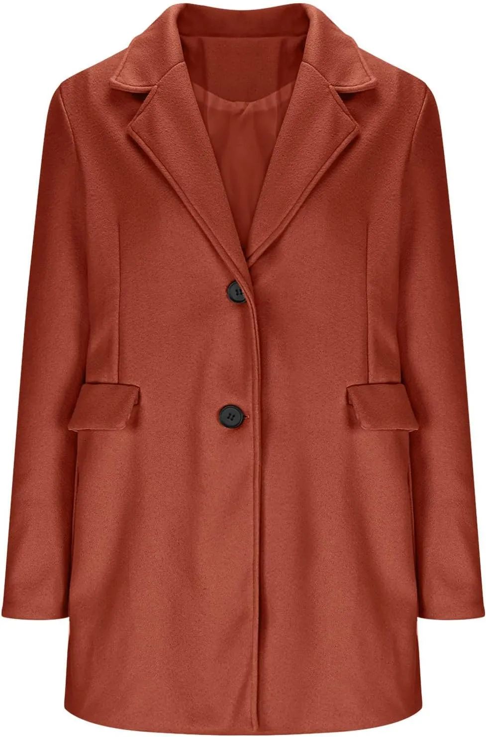 Mid Long Pea Coats for Women Winter Notch Lapel Single Breasted Coats Wool Blend Peacoat Thicken Soft Blazer Jacket