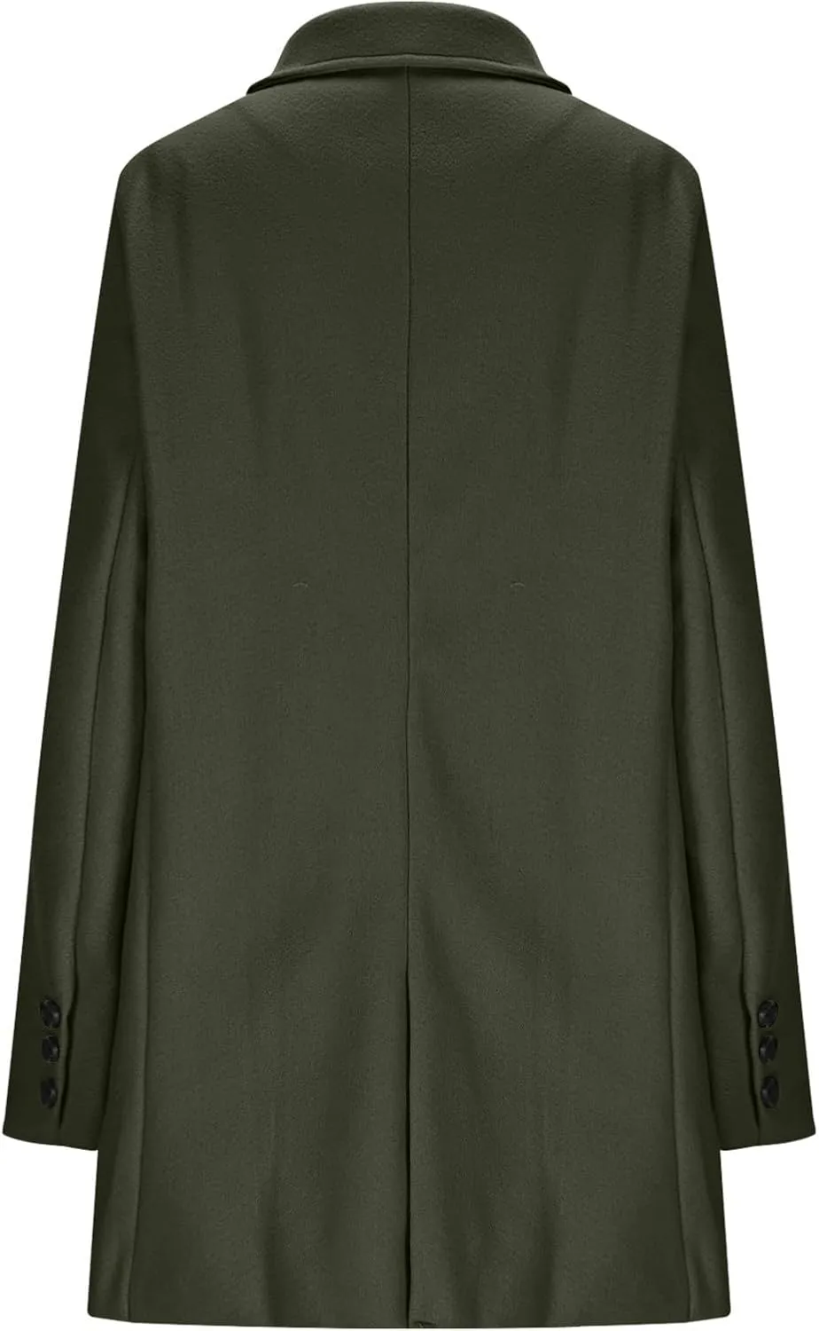 Mid Long Pea Coats for Women Winter Notch Lapel Single Breasted Coats Wool Blend Peacoat Thicken Soft Blazer Jacket