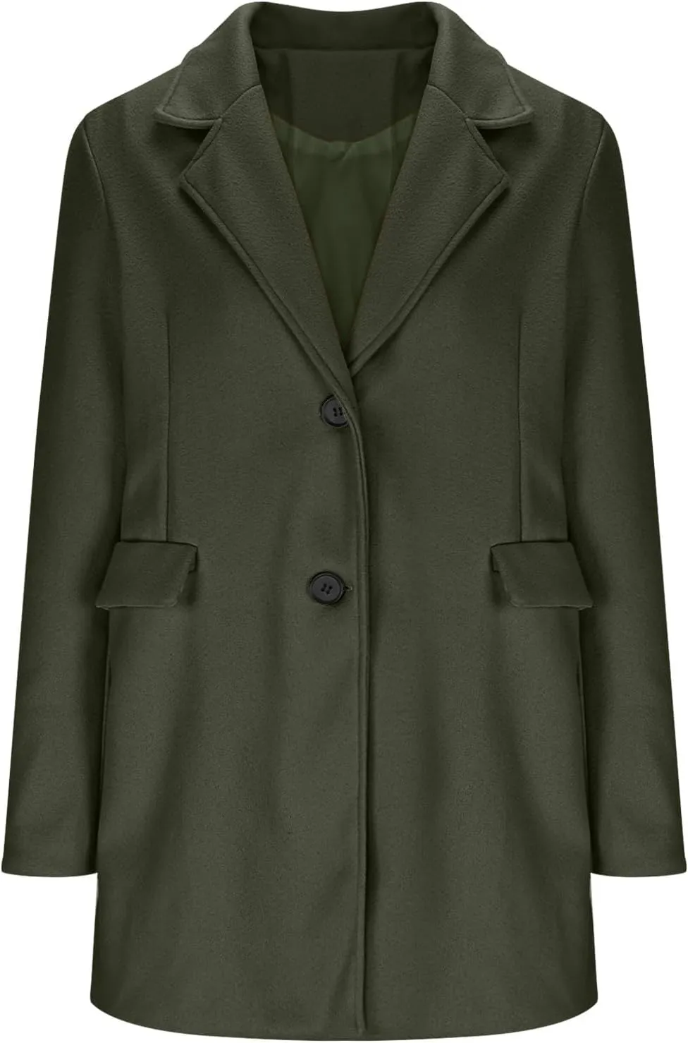 Mid Long Pea Coats for Women Winter Notch Lapel Single Breasted Coats Wool Blend Peacoat Thicken Soft Blazer Jacket