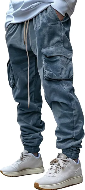 MIDOO Mens Cargo Pants Slim Fit Casual Drawstring Waist Joggers Lightweight Breathable Active Athletic Fishing Hiking Pants