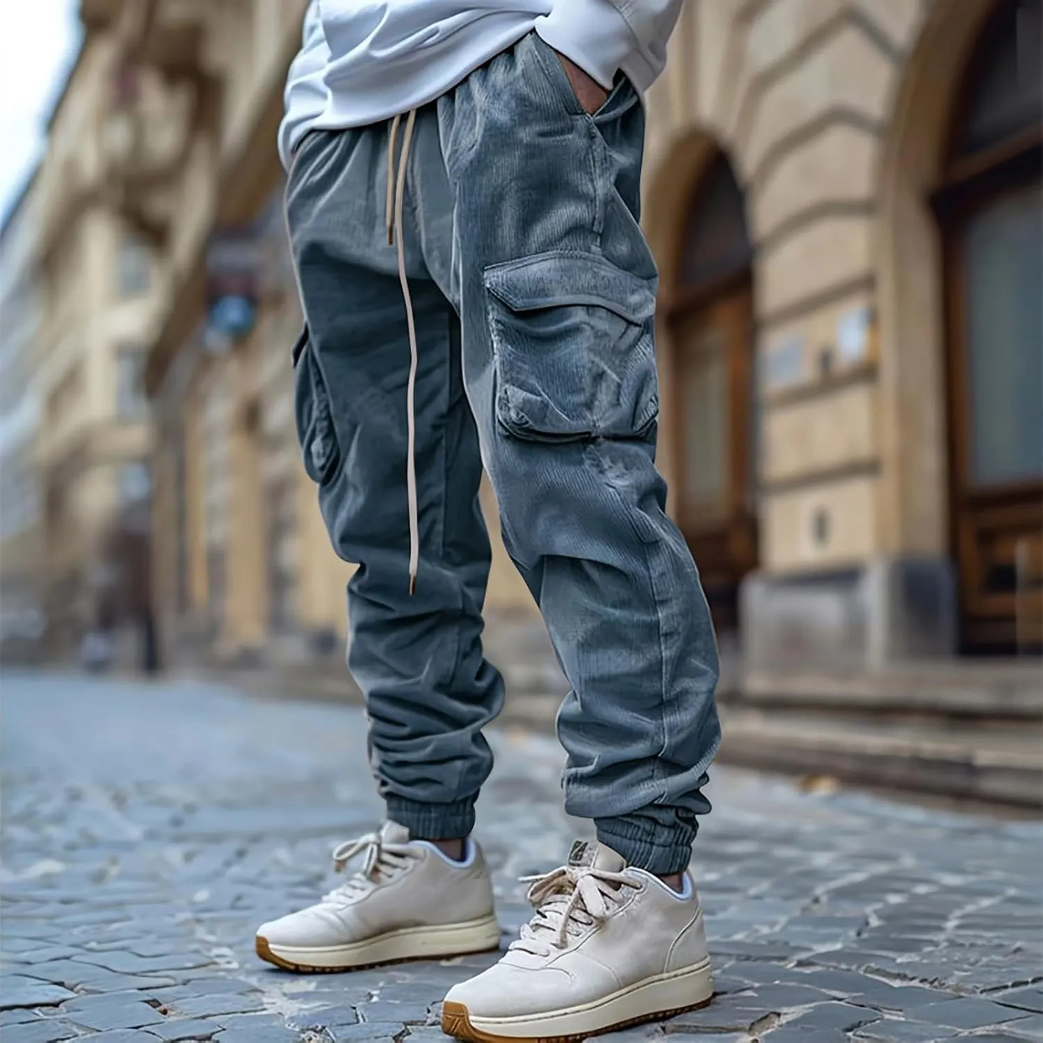 MIDOO Mens Cargo Pants Slim Fit Casual Drawstring Waist Joggers Lightweight Breathable Active Athletic Fishing Hiking Pants