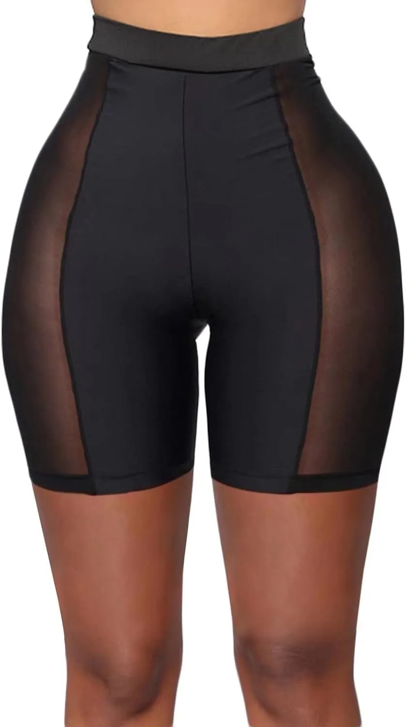 Mintsnow Women's Sheer Mesh Lace Leggings Stretchy High Waist Long Pants Lightweight Casual Pants