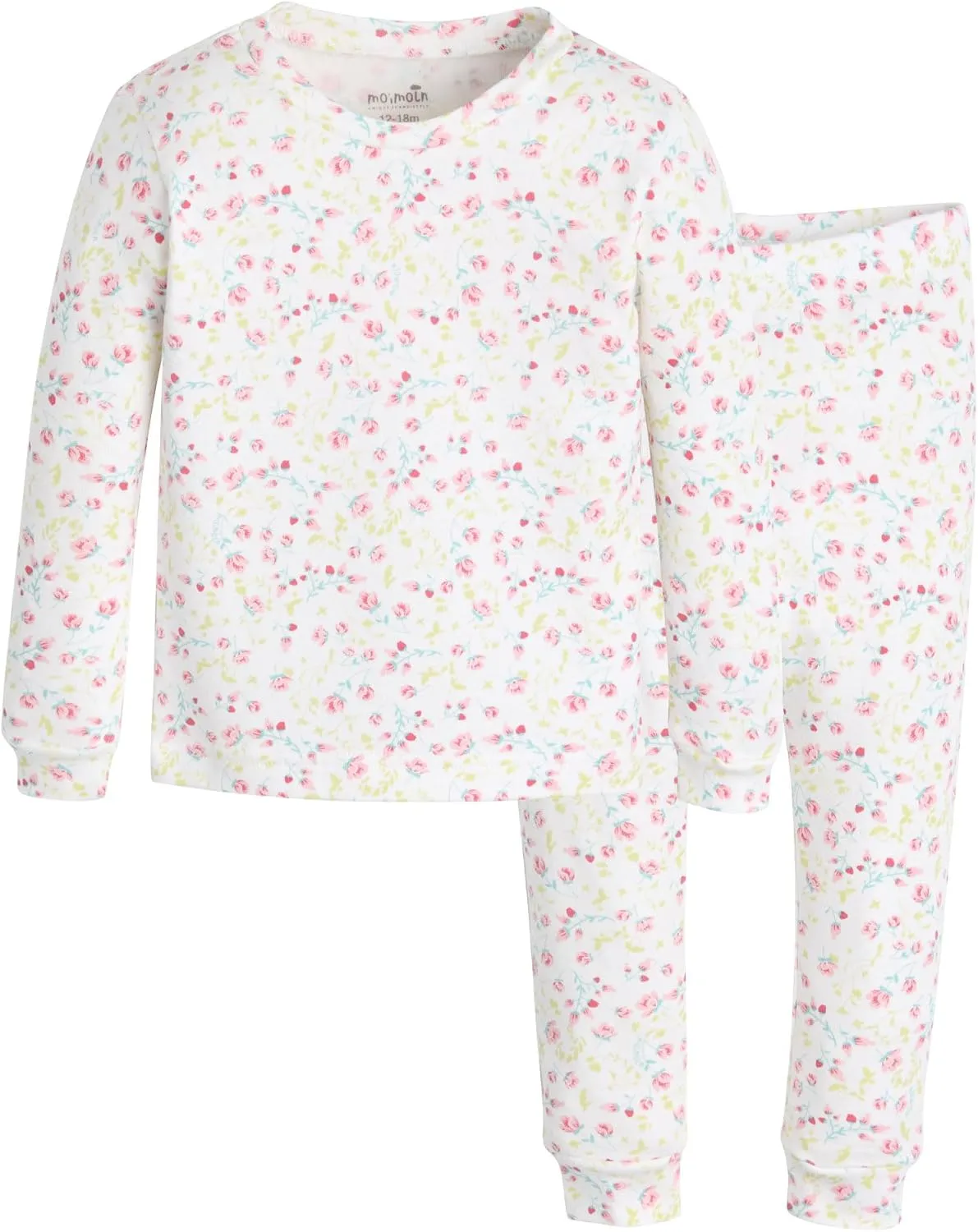 moimoln 6M-8Y Baby & Toddler Girl Floral Pajamas Soft Modal Cotton, Breathable, Snug-Fit Long-Sleeve Sleepwear Set