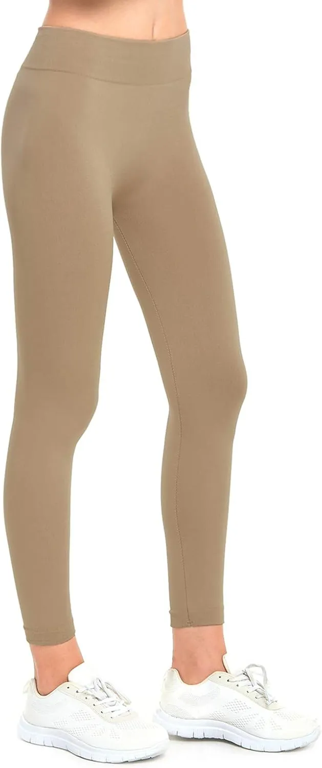 MOPAS Leggings - Women's Fleece Lined Solid Color Full Length Winter Leggings Free Size