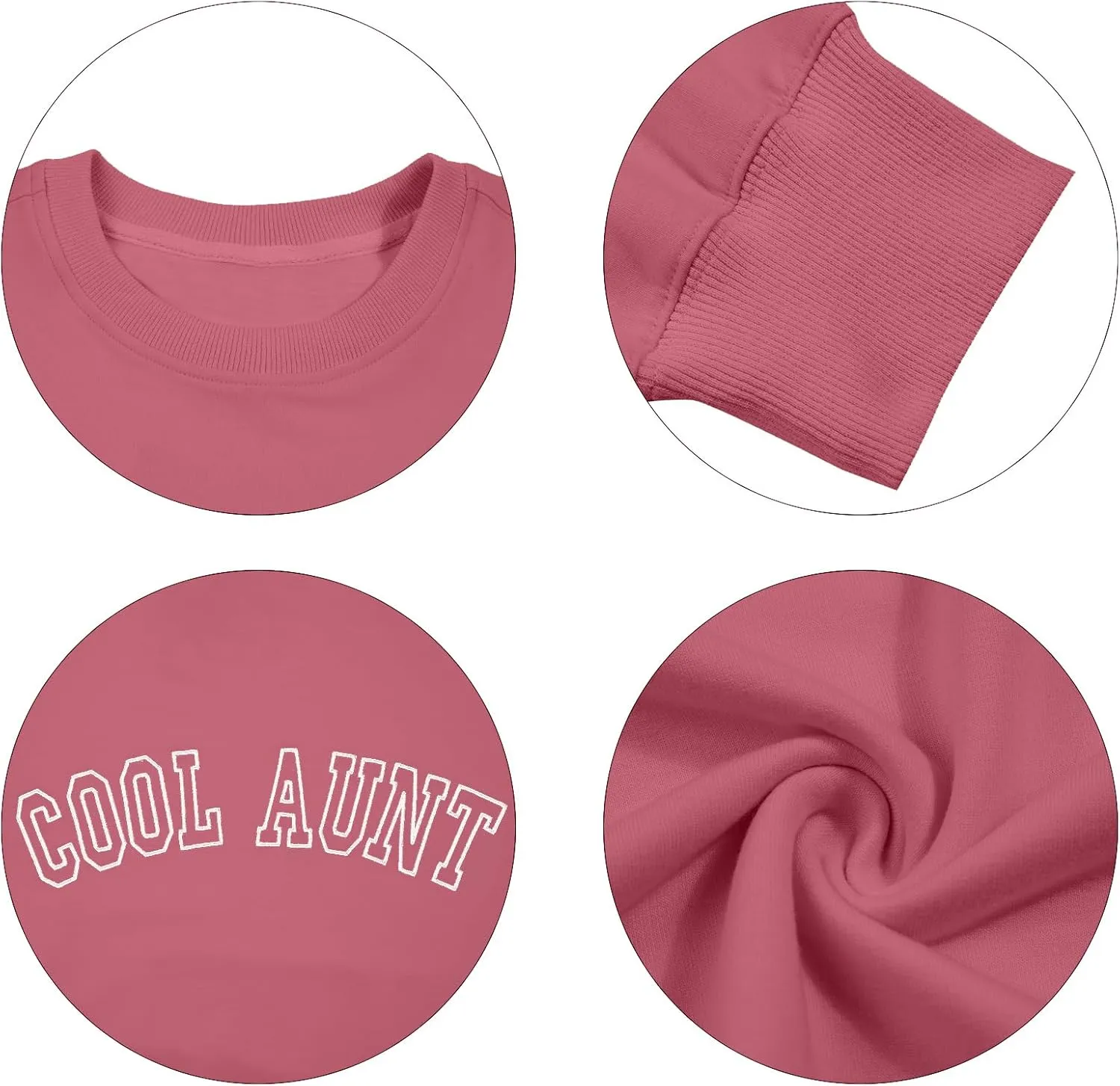 MOUSYA Women Cool Aunts Sweatshirt Auntie Letter Print Oversized Pullover Tops Embroidered Long Sleeve Lightweight Shirt