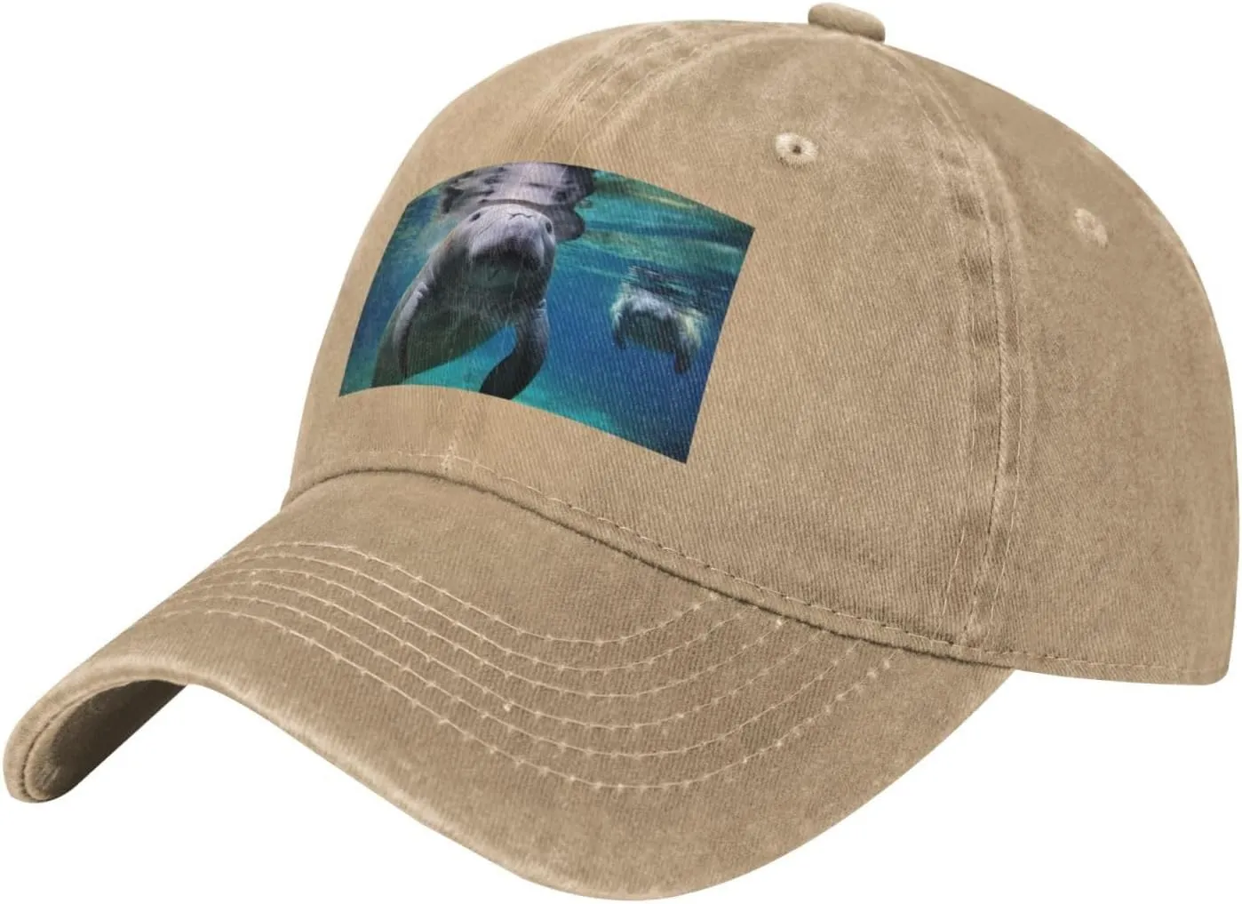 Ocean Animal Manatee Unisex Baseball Cap Breathable Cotton Trucker Hat Classic Denim Dad Hat Summer Sun Hat