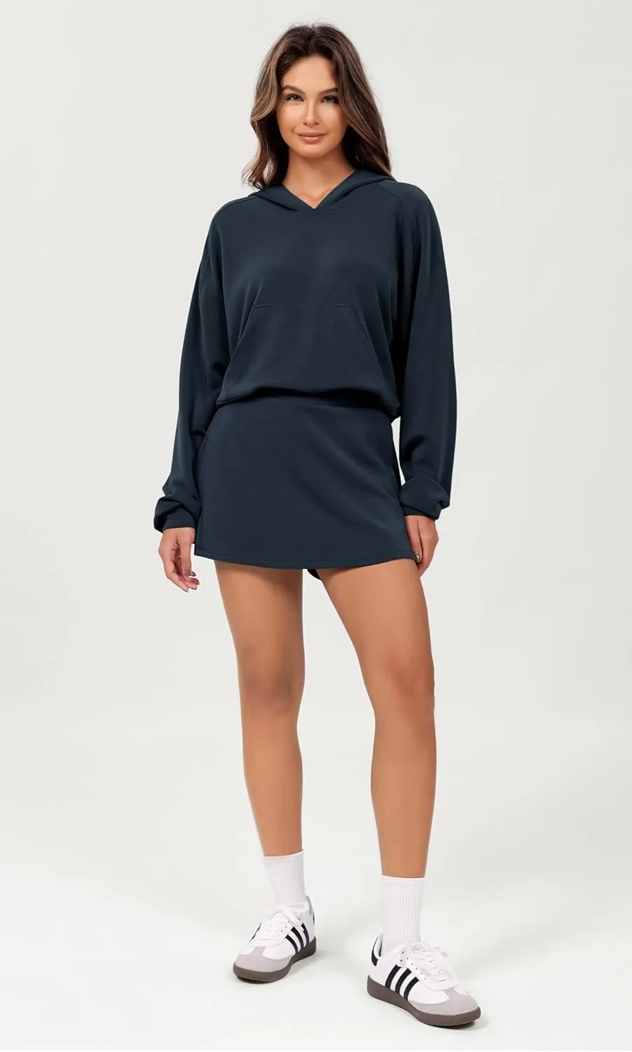 ODODOS Modal Soft Long Sleeve Cropped Hoodie for Women Oversized Pullover Sweatshirts with Pocket