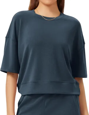 ODODOS Modal Soft Short Sleeve T-Shirts for Women Oversized Crew Neck Tee Relaxed Pullover Tops