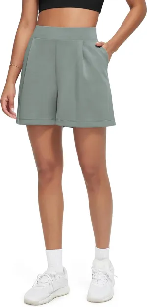ODODOS Modal Soft Wide Leg Shorts for Women High Waist Casual Relaxed Shorts with Pockets-Inseam 4"/ 6"