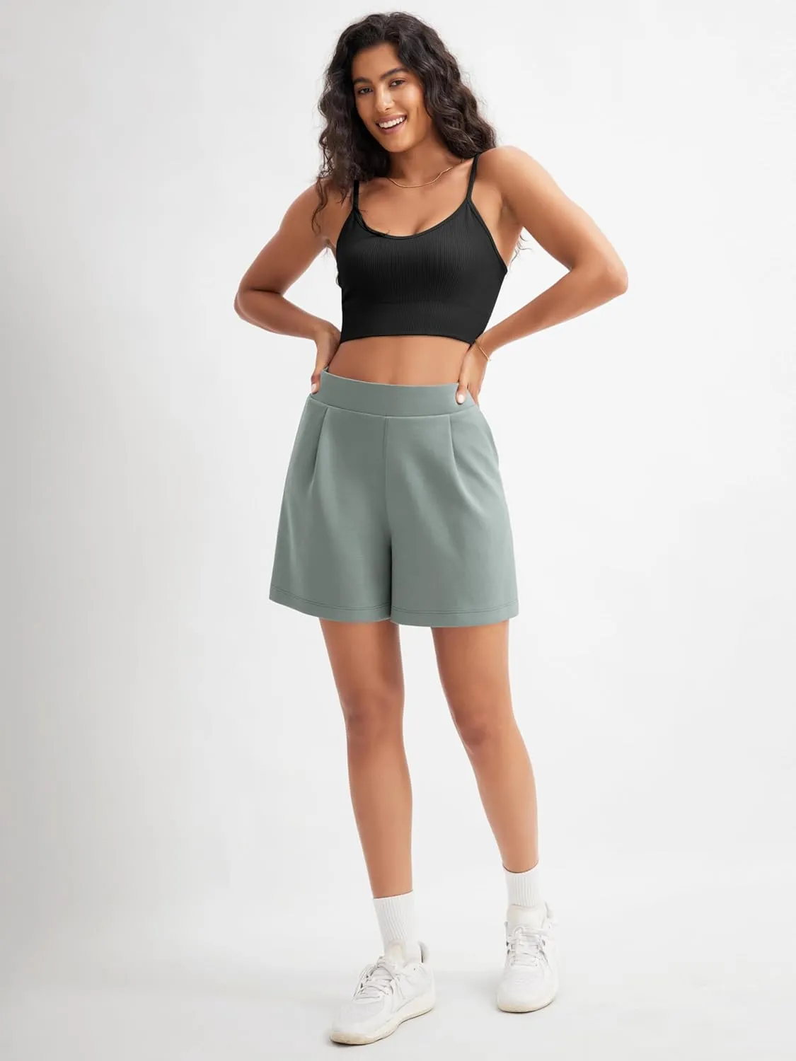 ODODOS Modal Soft Wide Leg Shorts for Women High Waist Casual Relaxed Shorts with Pockets-Inseam 4"/ 6"