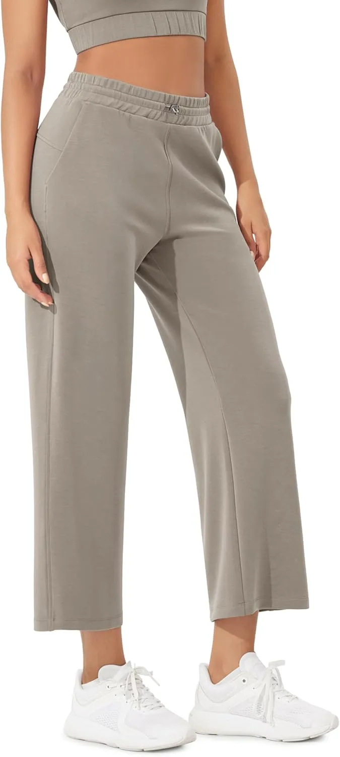 ODODOS Women's Modal Soft Wide Leg Pants with Pockets Adjustable Shockcord High Waist Casual Lounge Pants-27/29/31" Inseam