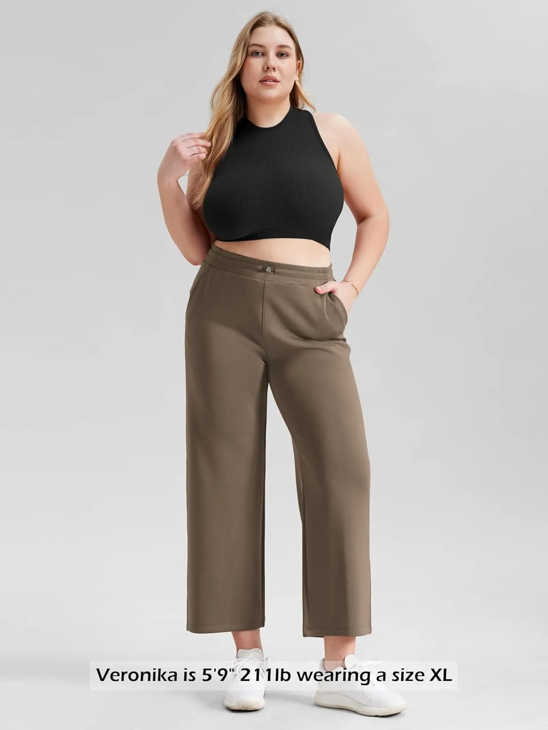 ODODOS Women's Modal Soft Wide Leg Pants with Pockets Adjustable Shockcord High Waist Casual Lounge Pants-27/29/31" Inseam