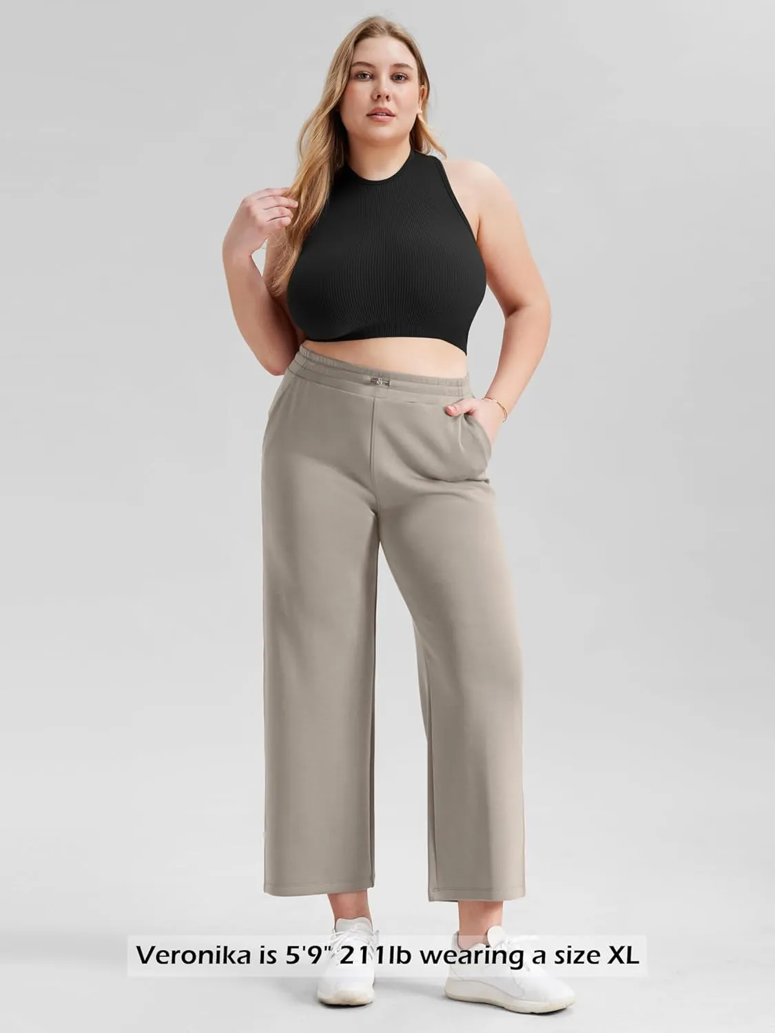 ODODOS Women's Modal Soft Wide Leg Pants with Pockets Adjustable Shockcord High Waist Casual Lounge Pants-27/29/31" Inseam