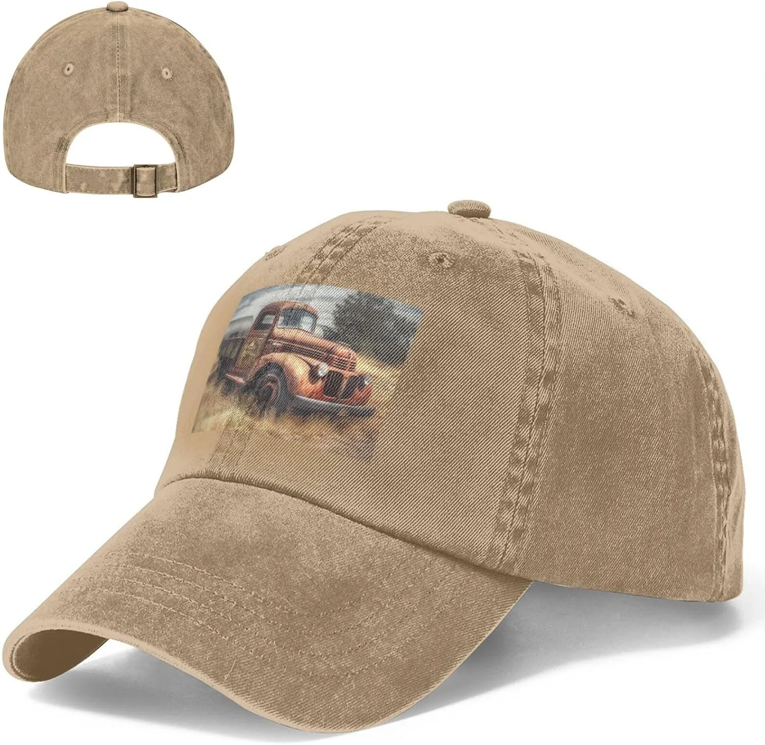 Old Truck Car Unisex Baseball Cap Breathable Cotton Trucker Hat Classic Denim Dad Hat Summer Sun Hat