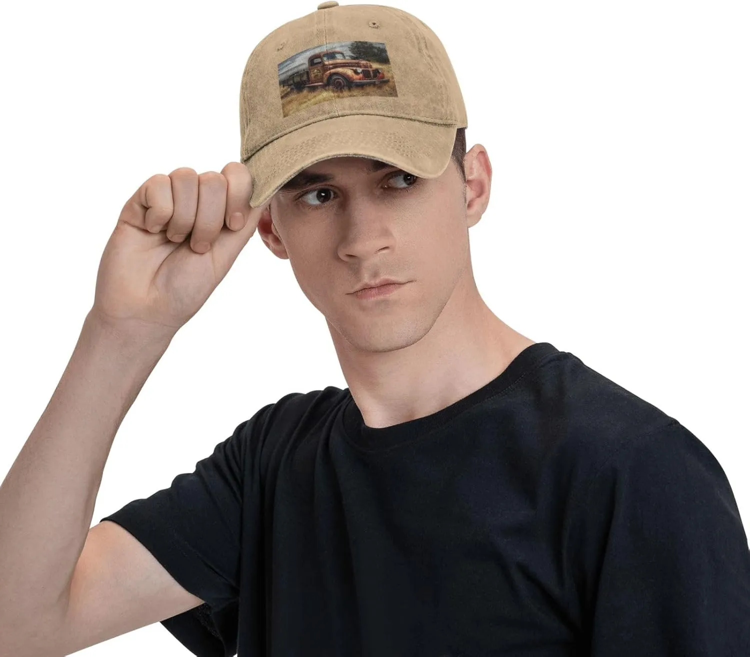 Old Truck Car Unisex Baseball Cap Breathable Cotton Trucker Hat Classic Denim Dad Hat Summer Sun Hat