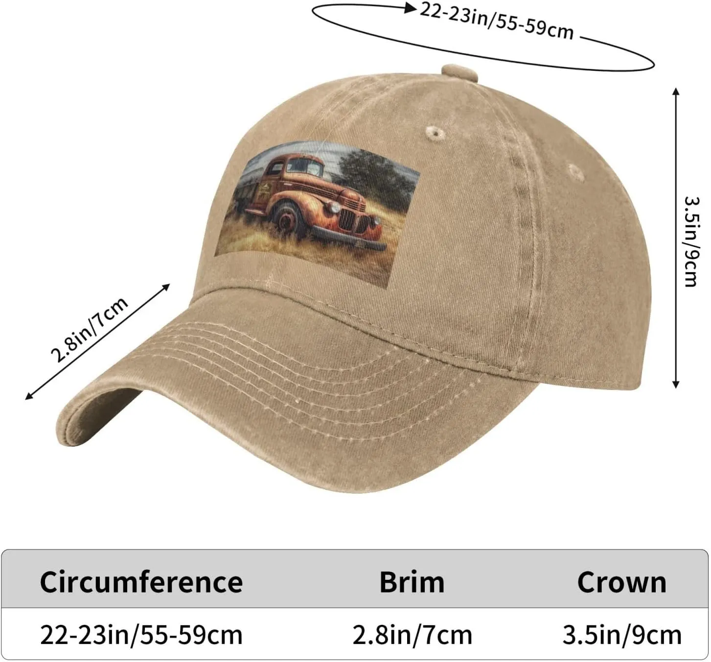 Old Truck Car Unisex Baseball Cap Breathable Cotton Trucker Hat Classic Denim Dad Hat Summer Sun Hat
