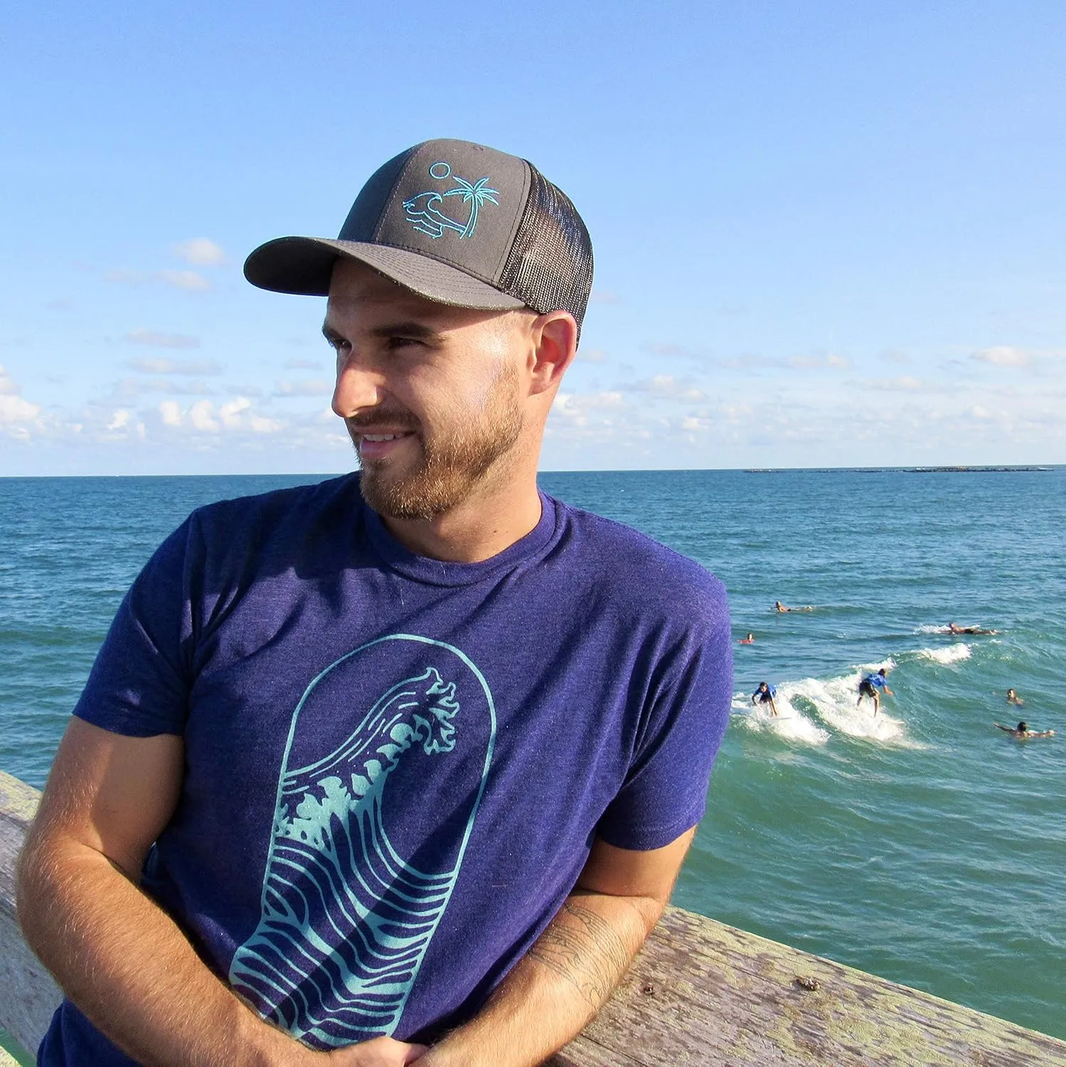 Outdoor Trucker Hat Snapback - Surf Beach Design