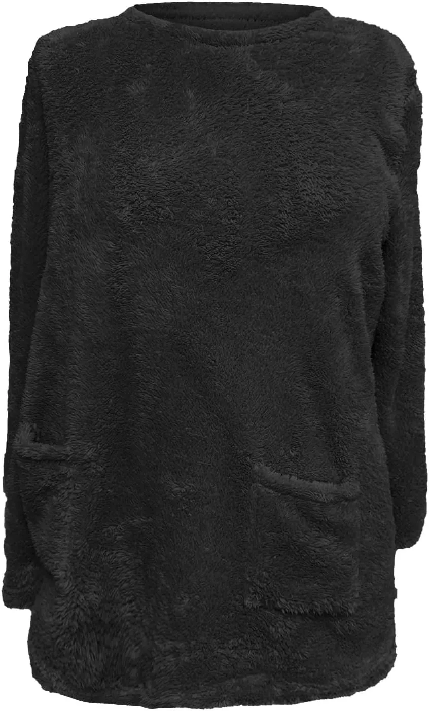 Oversized Sweaters For Women Trendy 2024 Fuzzy Fleece Sherpa Pullover Sweatshirts Casual Loose Soft Warm Loungewear
