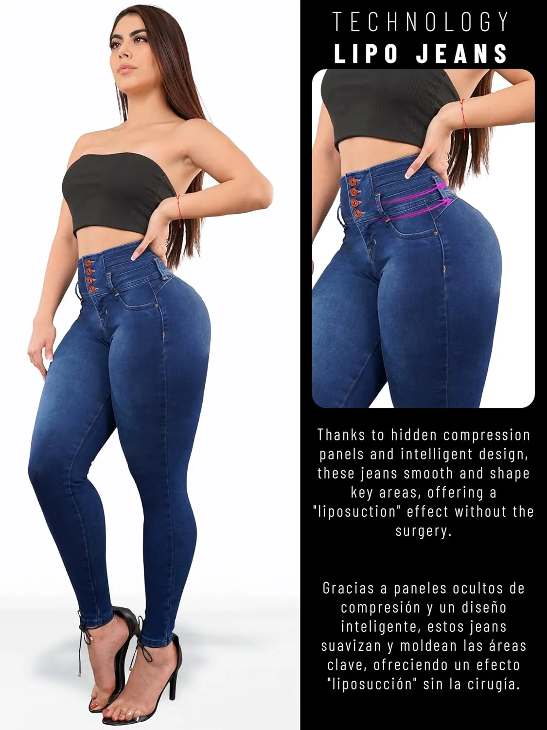 Pantalones Colombianos Levanta cola | Butt Lifting Jeans | High Waisted Jeans for Women | Colombian Jeans