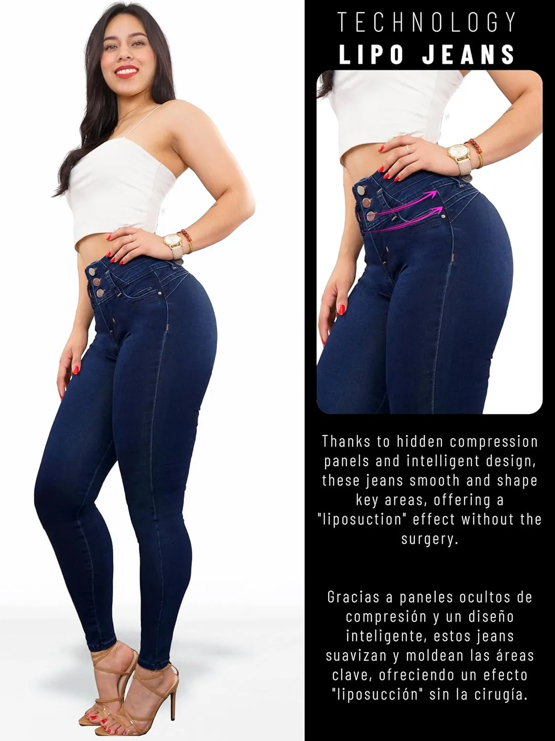 Pantalones Colombianos Levanta cola | Butt Lifting Jeans | High Waisted Jeans for Women | Colombian Jeans