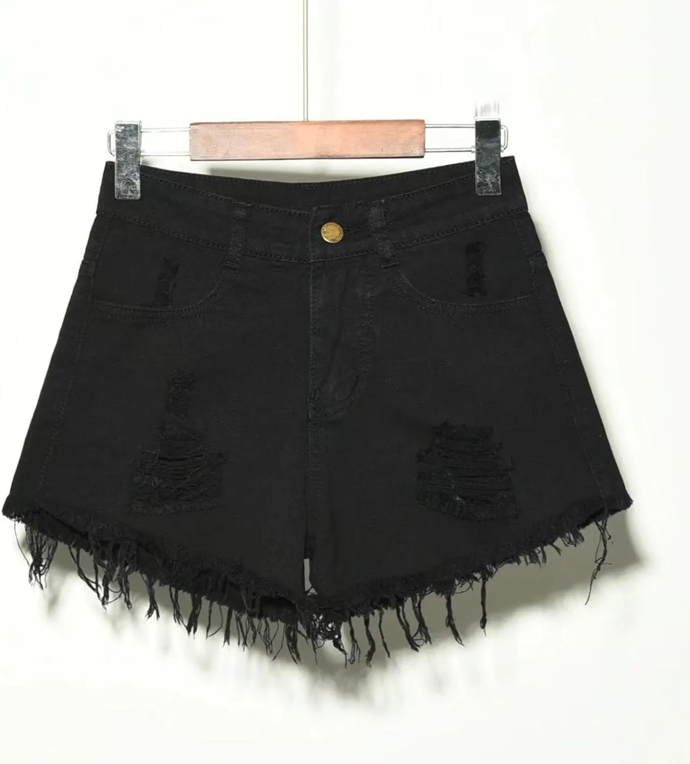 Plus Size Short Jeans for Womens Summer Dressy High Waisted Button Ripped Mini Denim Shorts Lounge Loose Outfit