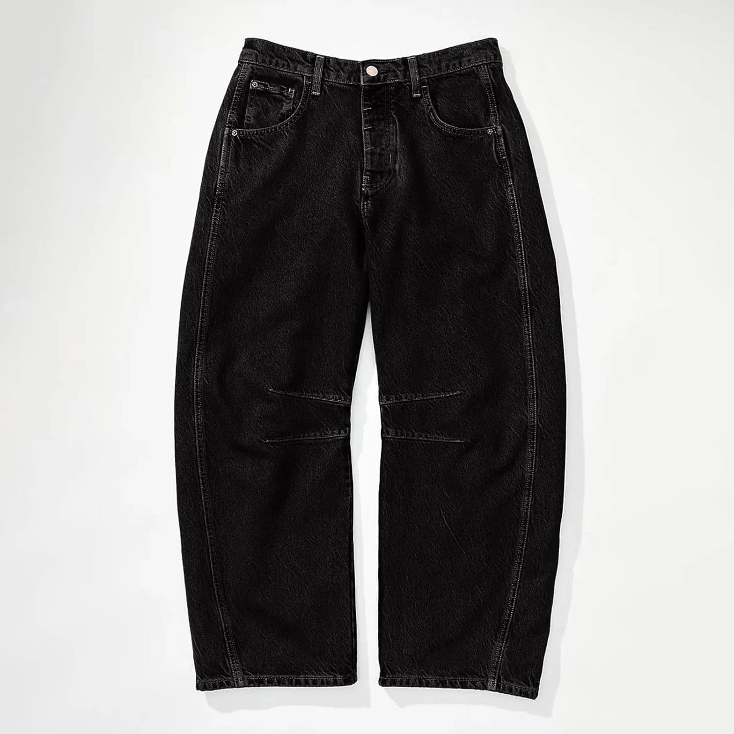 Plus Size Women's Barrel Jeans High Waisted Casual Straight Leg Stretchy Denim Pant Trendy Wide Leg Long Trouser 2024