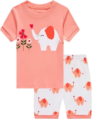 Popshion Baby Girls Pajamas Short Sleeve Cotton Jammies Toddler Girl Summer Clothes Short Sets 2 to 10 Years