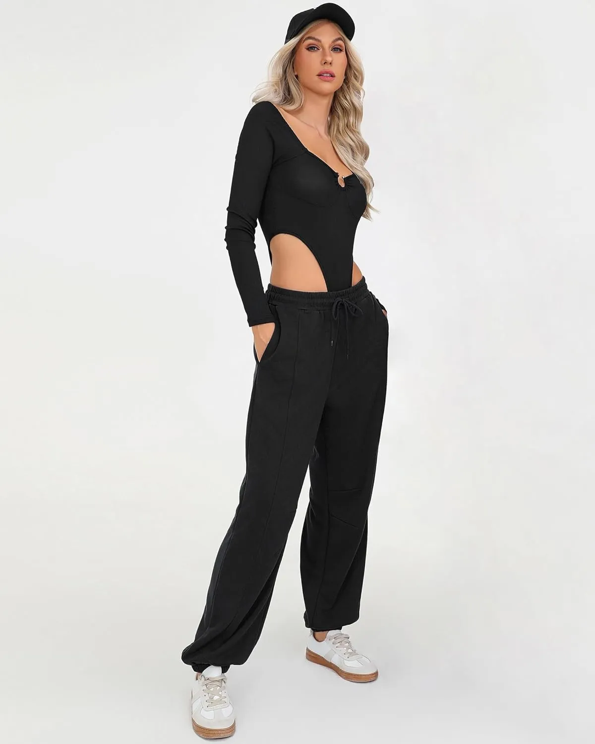 Quenteen Womens Sweatpants Casual Loose Lightweight Joggers Pants Fall Baggy Lounge Pants Drawstring Workout Bottoms