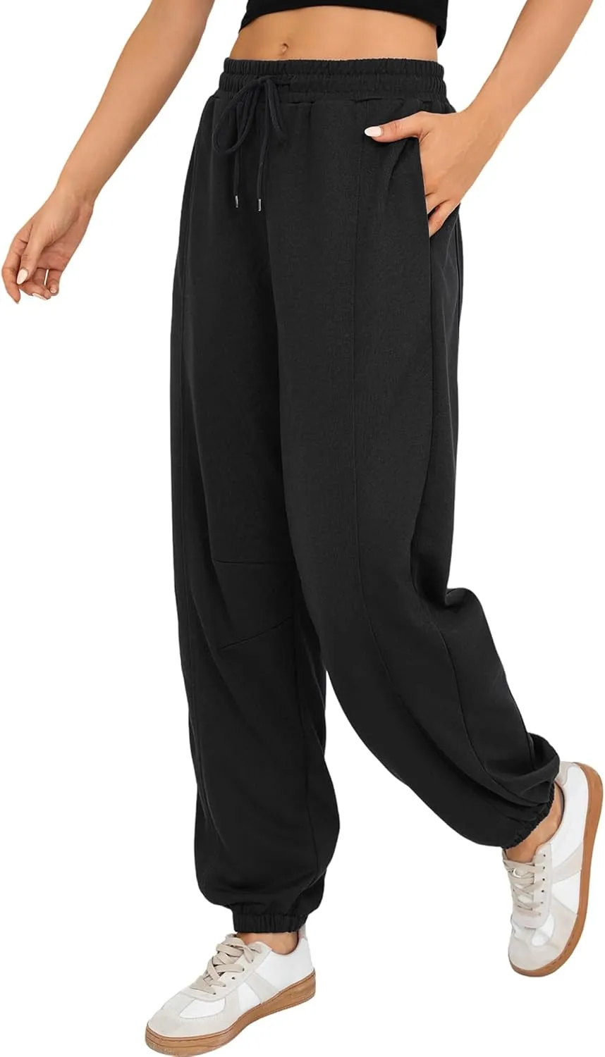 Quenteen Womens Sweatpants Casual Loose Lightweight Joggers Pants Fall Baggy Lounge Pants Drawstring Workout Bottoms