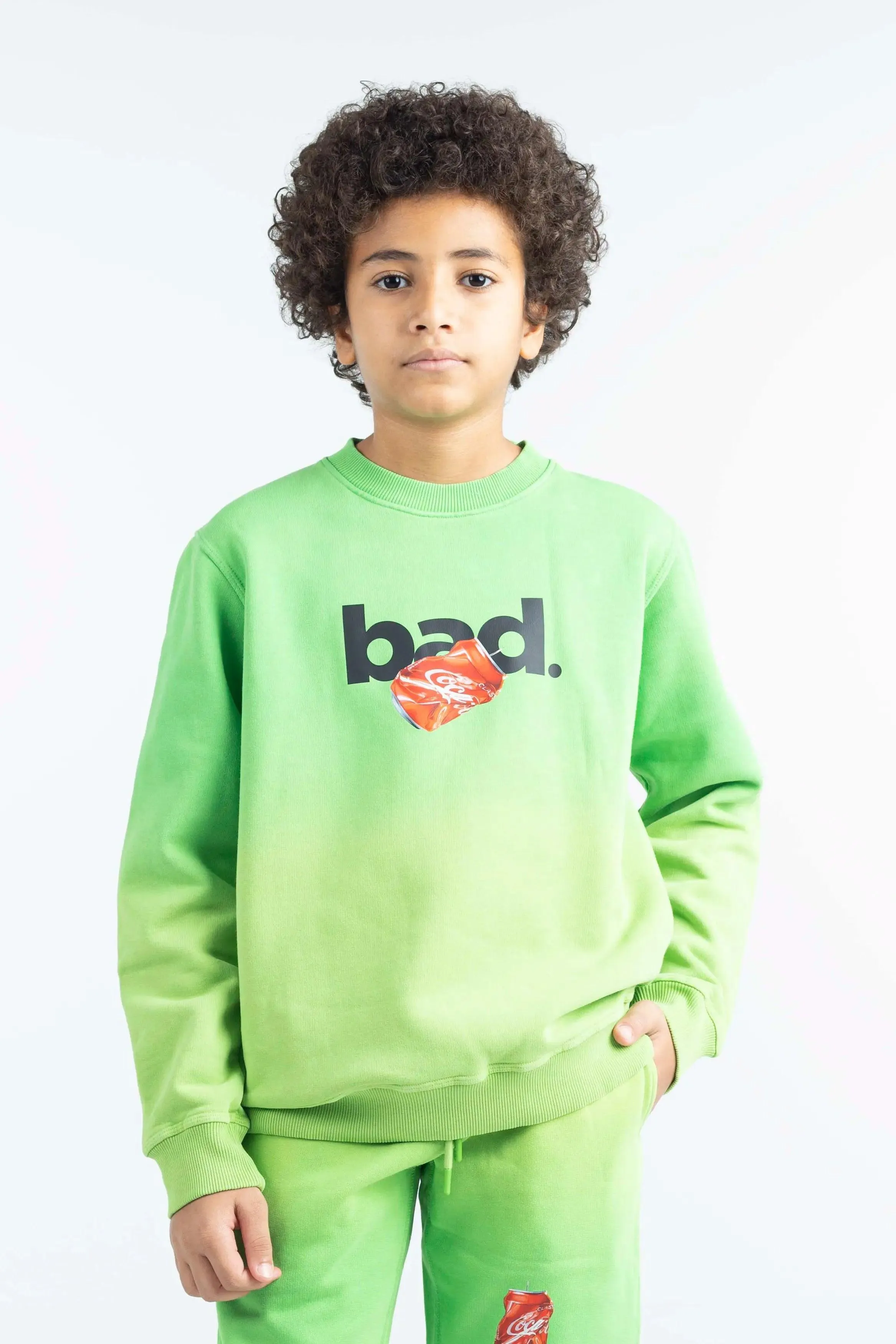 "BAD" Gradient Kids Sweatshirt - Green