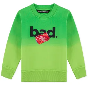 "BAD" Gradient Kids Sweatshirt - Green