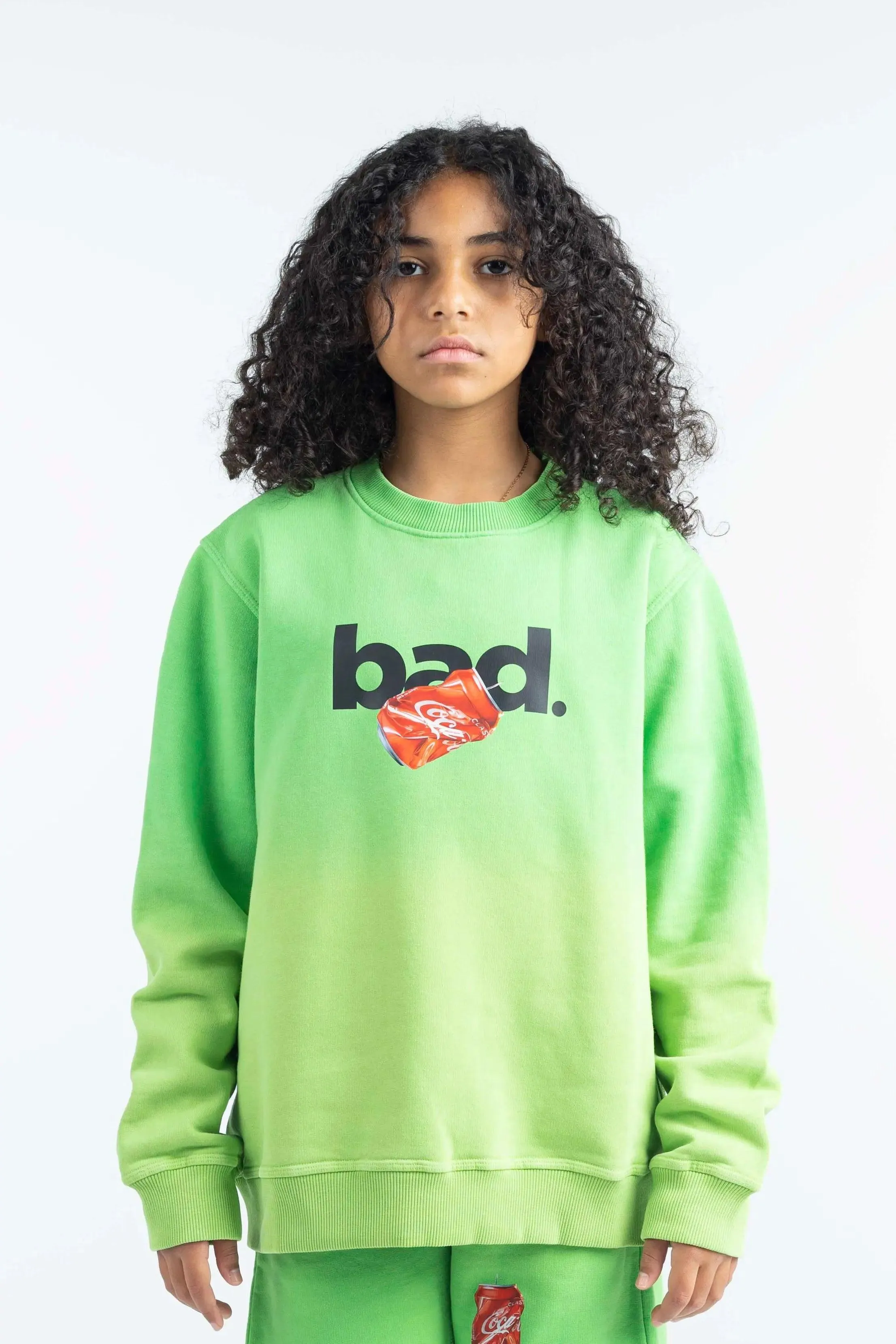 "BAD" Gradient Kids Sweatshirt - Green