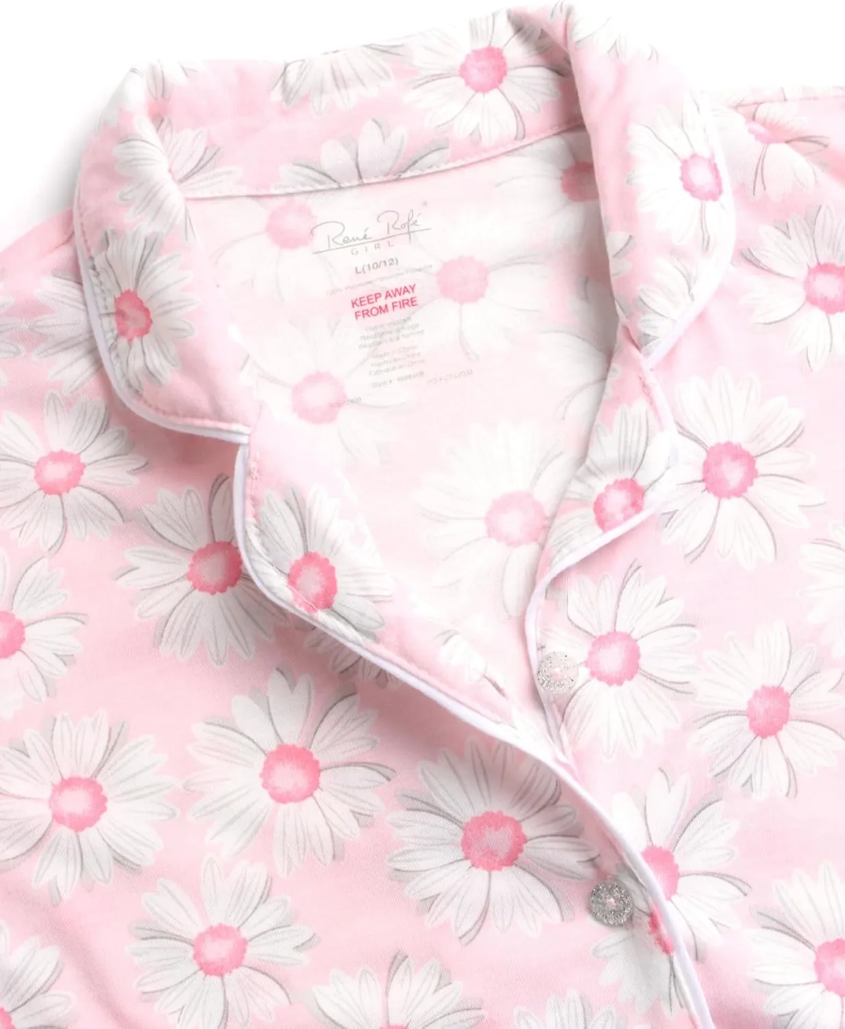 Rene Rofe Girls' Pajama Set - 2 Piece Button Down Sleep Shirt and Lounge Shorts - Sleepwear Set for Girls (4-12)