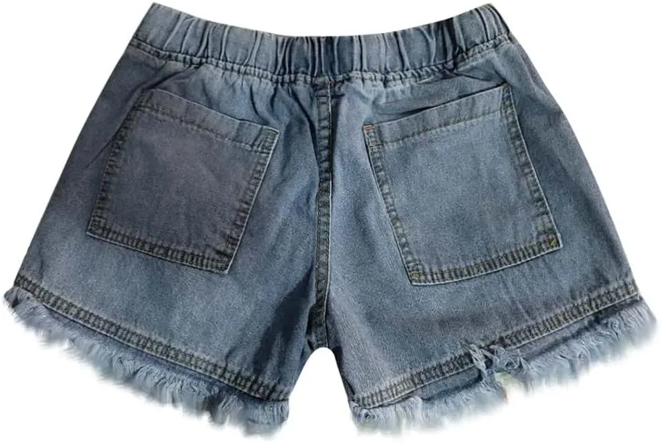 Ripped Denim Shorts for Women Trendy 2025 Summer Frayed Raw Hem Skinny Jean Shorts Dressy Casual Stretchy Jeans