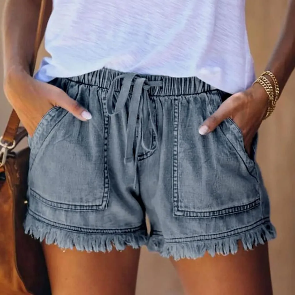 Ripped Denim Shorts for Women Trendy 2025 Summer Frayed Raw Hem Skinny Jean Shorts Dressy Casual Stretchy Jeans