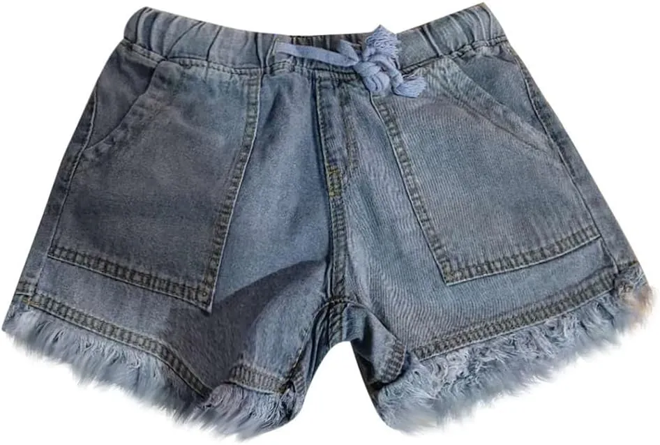 Ripped Denim Shorts for Women Trendy 2025 Summer Frayed Raw Hem Skinny Jean Shorts Dressy Casual Stretchy Jeans