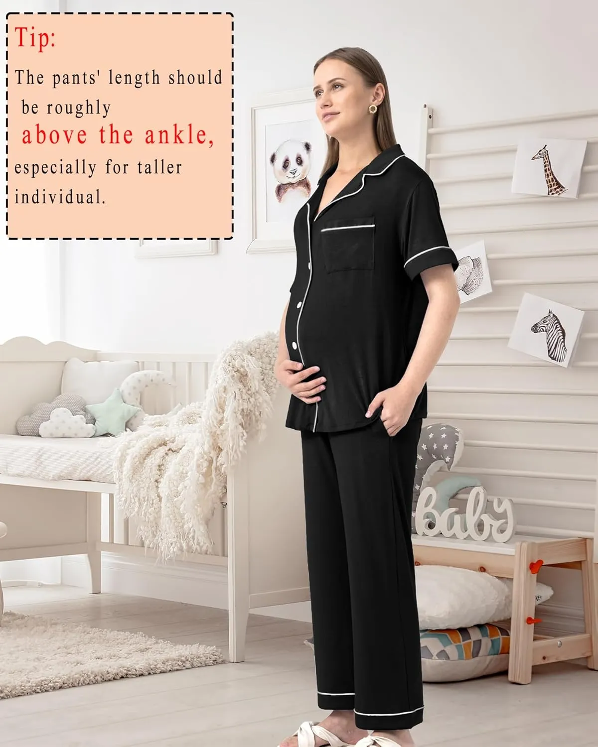 Rnxrbb 3 PCS Women Maternity Pajamas Set Nursing Postpartum Breastfeeding Pjs Sleepwear Lounger Clothes Button Down