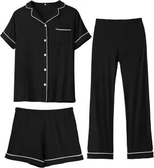 Rnxrbb 3 PCS Women Maternity Pajamas Set Nursing Postpartum Breastfeeding Pjs Sleepwear Lounger Clothes Button Down