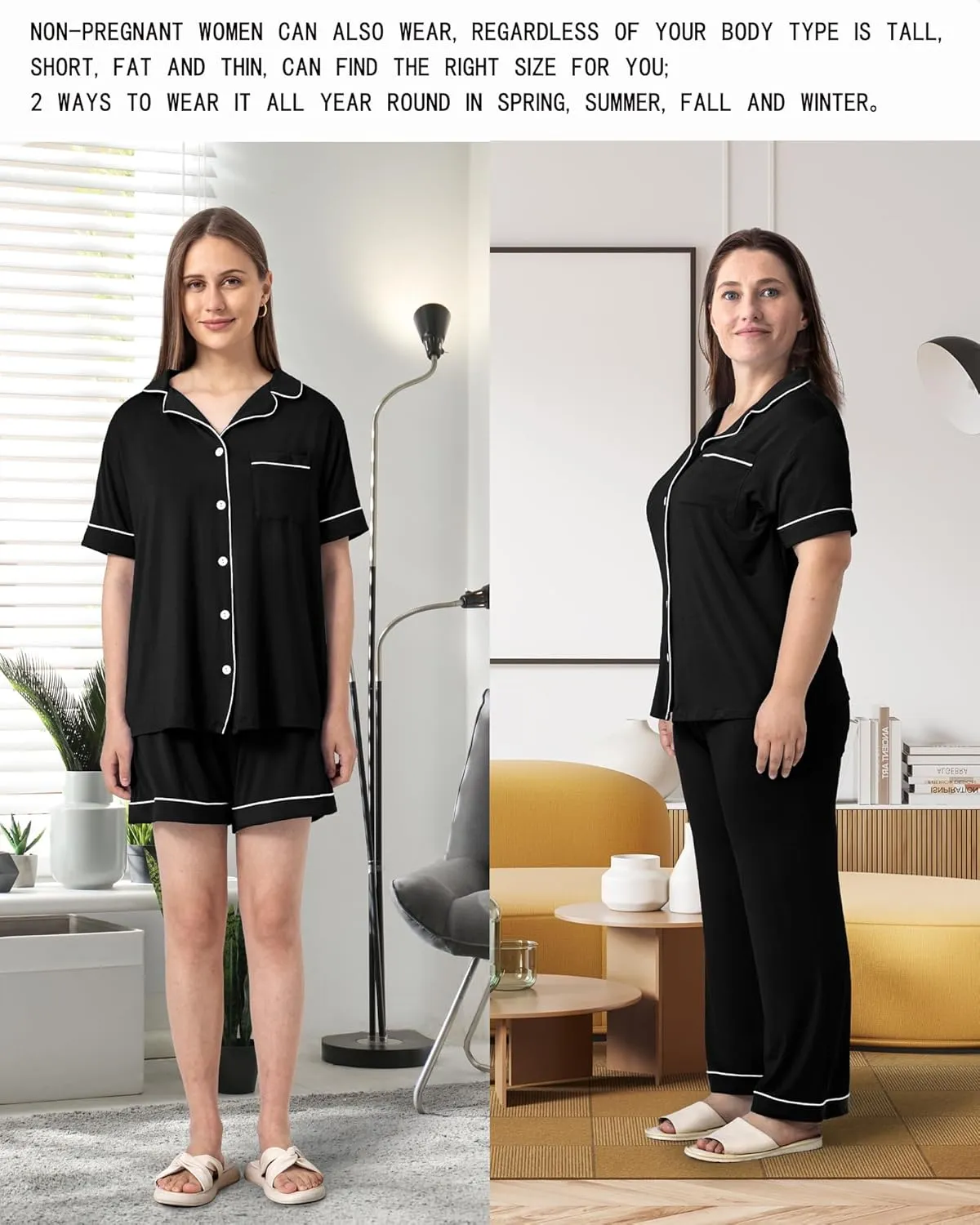 Rnxrbb 3 PCS Women Maternity Pajamas Set Nursing Postpartum Breastfeeding Pjs Sleepwear Lounger Clothes Button Down