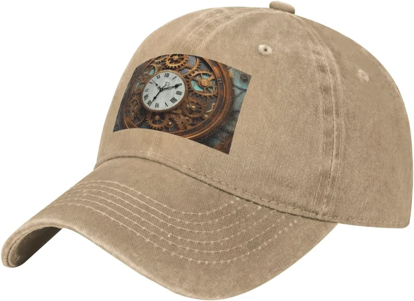 Rusty Steampunk Clock Unisex Baseball Cap Breathable Cotton Trucker Hat Classic Denim Dad Hat Summer Sun Hat