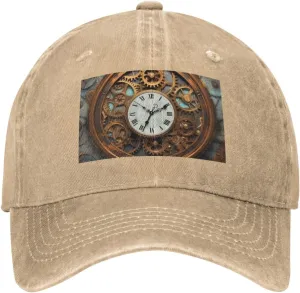 Rusty Steampunk Clock Unisex Baseball Cap Breathable Cotton Trucker Hat Classic Denim Dad Hat Summer Sun Hat