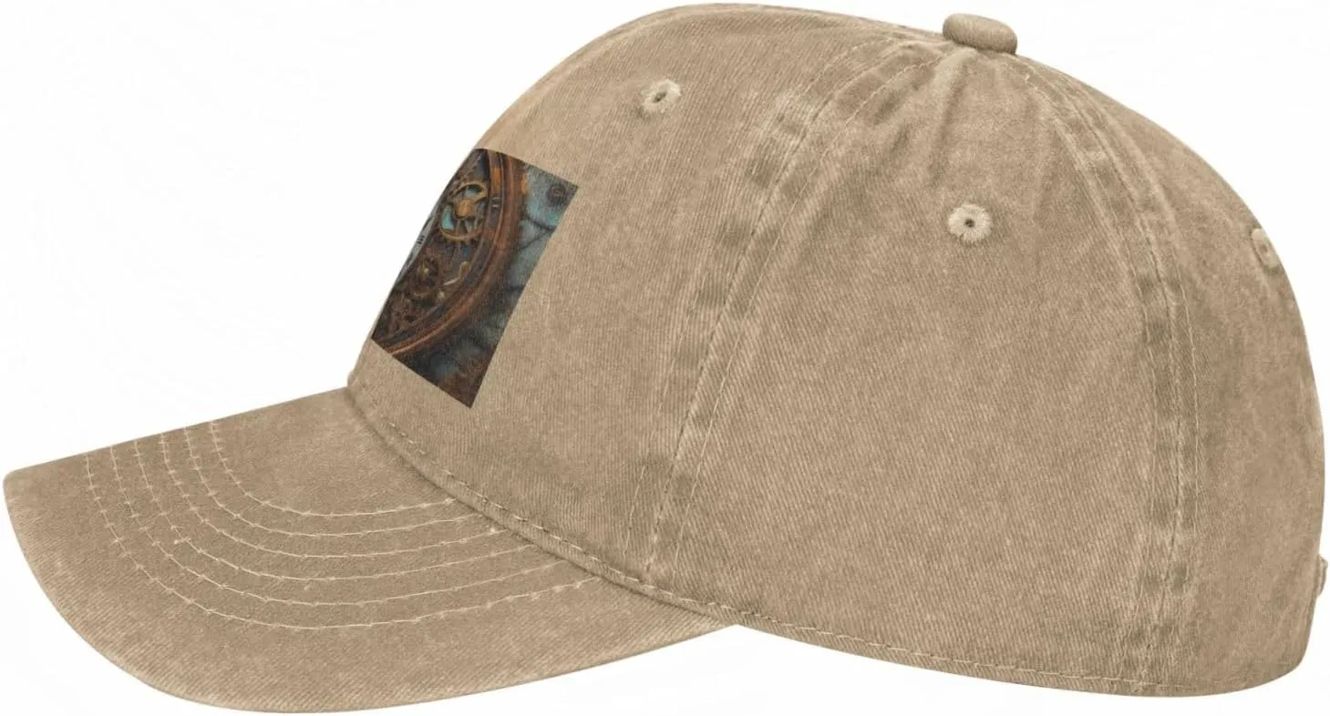 Rusty Steampunk Clock Unisex Baseball Cap Breathable Cotton Trucker Hat Classic Denim Dad Hat Summer Sun Hat