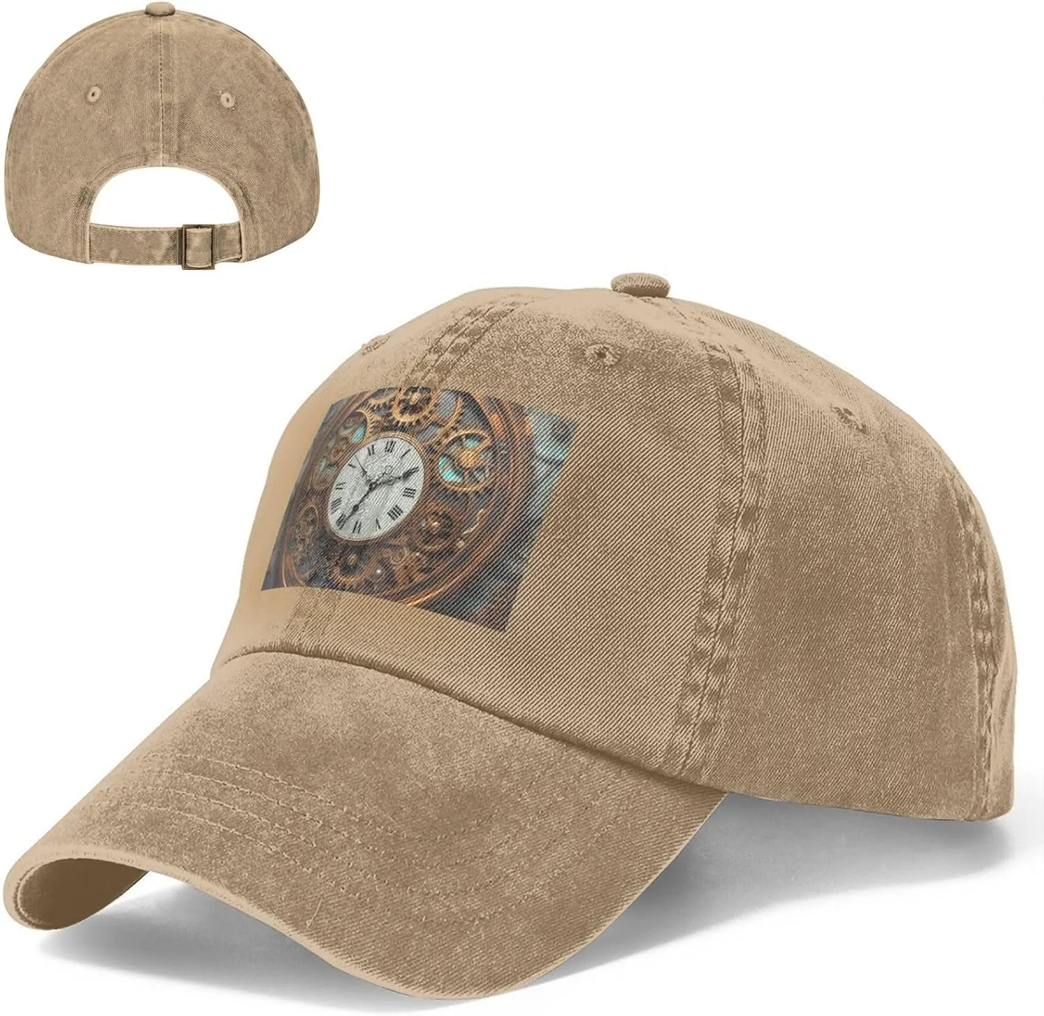 Rusty Steampunk Clock Unisex Baseball Cap Breathable Cotton Trucker Hat Classic Denim Dad Hat Summer Sun Hat