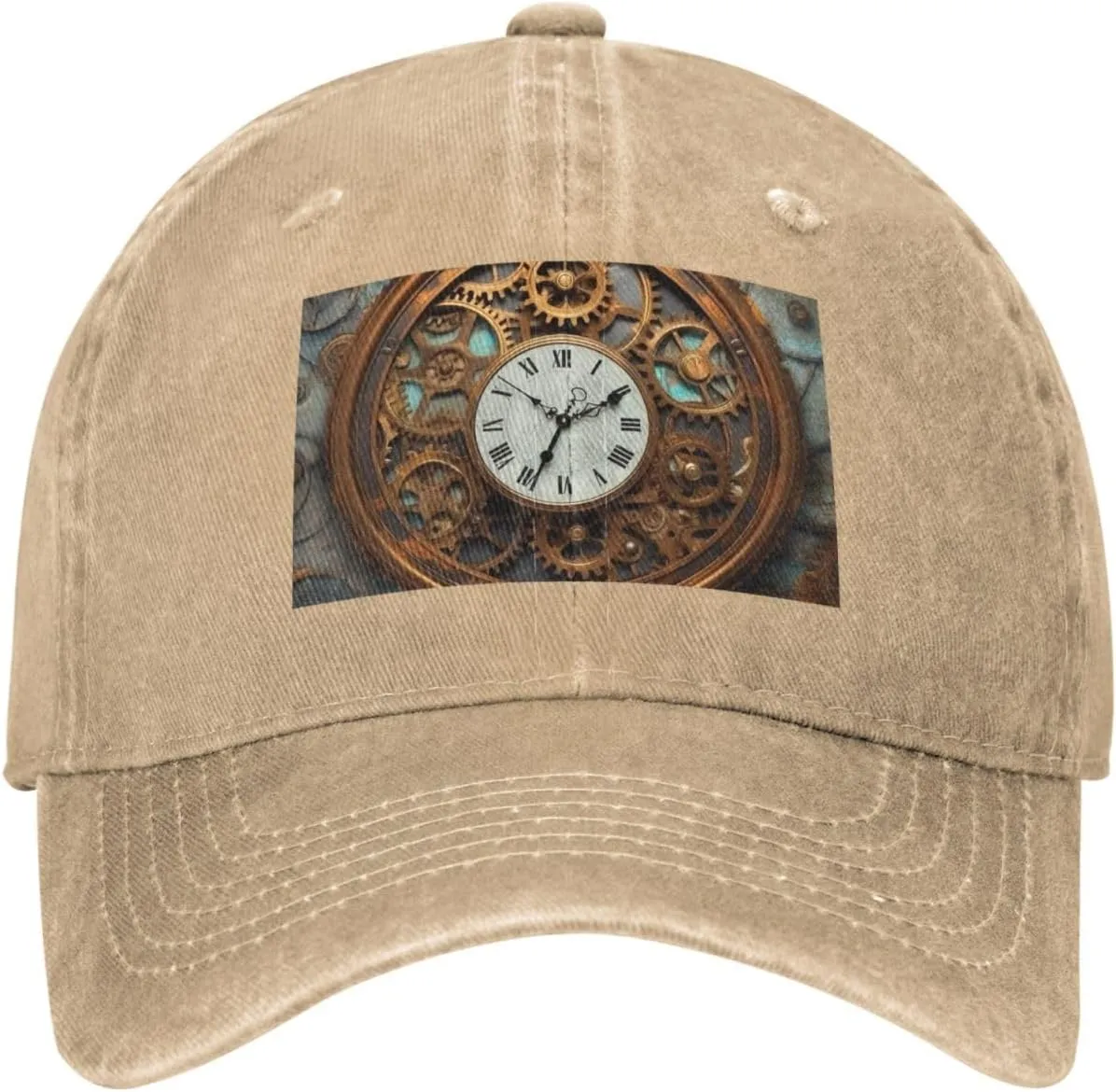 Rusty Steampunk Clock Unisex Baseball Cap Breathable Cotton Trucker Hat Classic Denim Dad Hat Summer Sun Hat