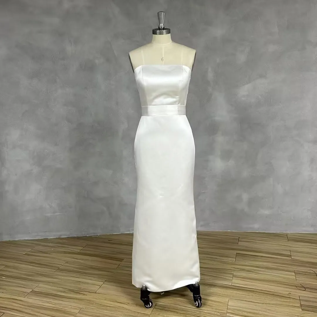 Satin Mermaid Prom Dress with Bow 2025 Cocktail Party Dress with Slit Formal Dresses with Slit